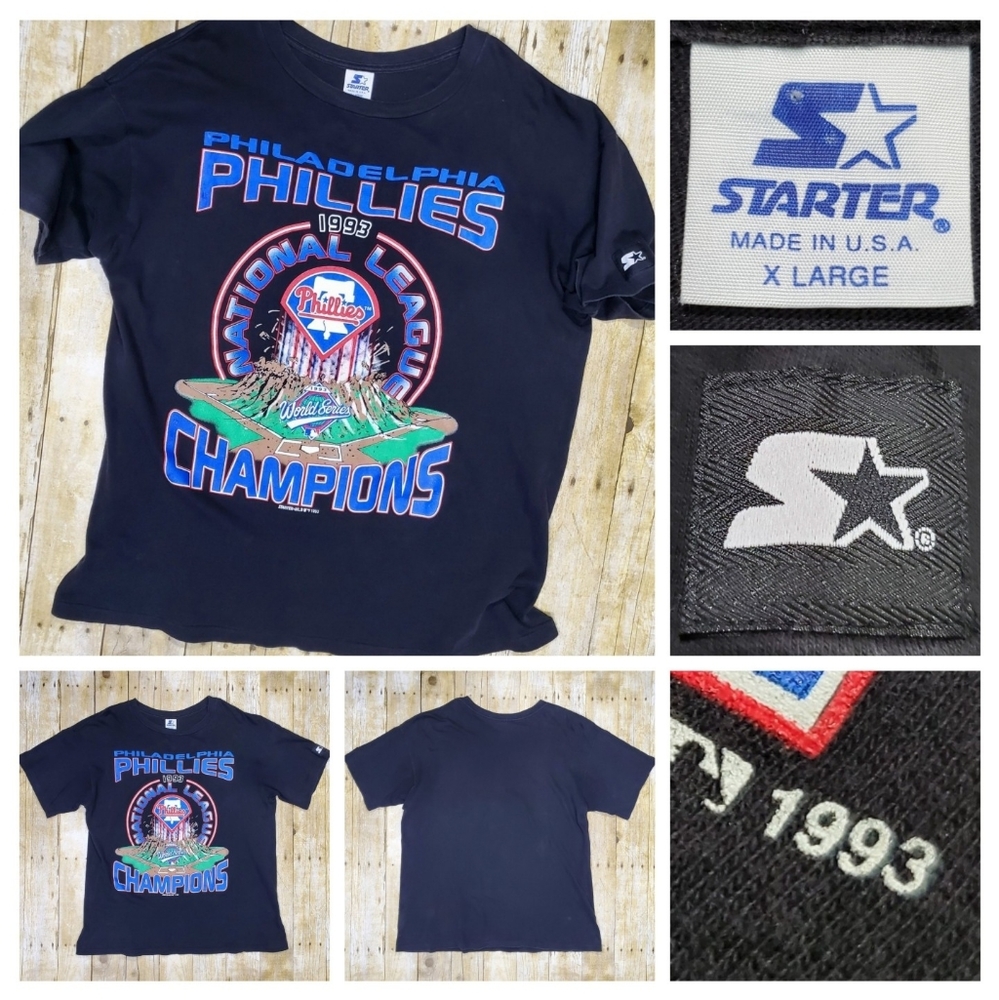 Vintage 1993 Philadelphia Phillies Tee XL Starter Single Stitch NL Champs EUC